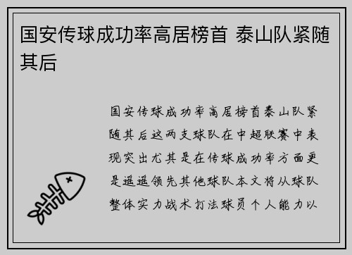 国安传球成功率高居榜首 泰山队紧随其后